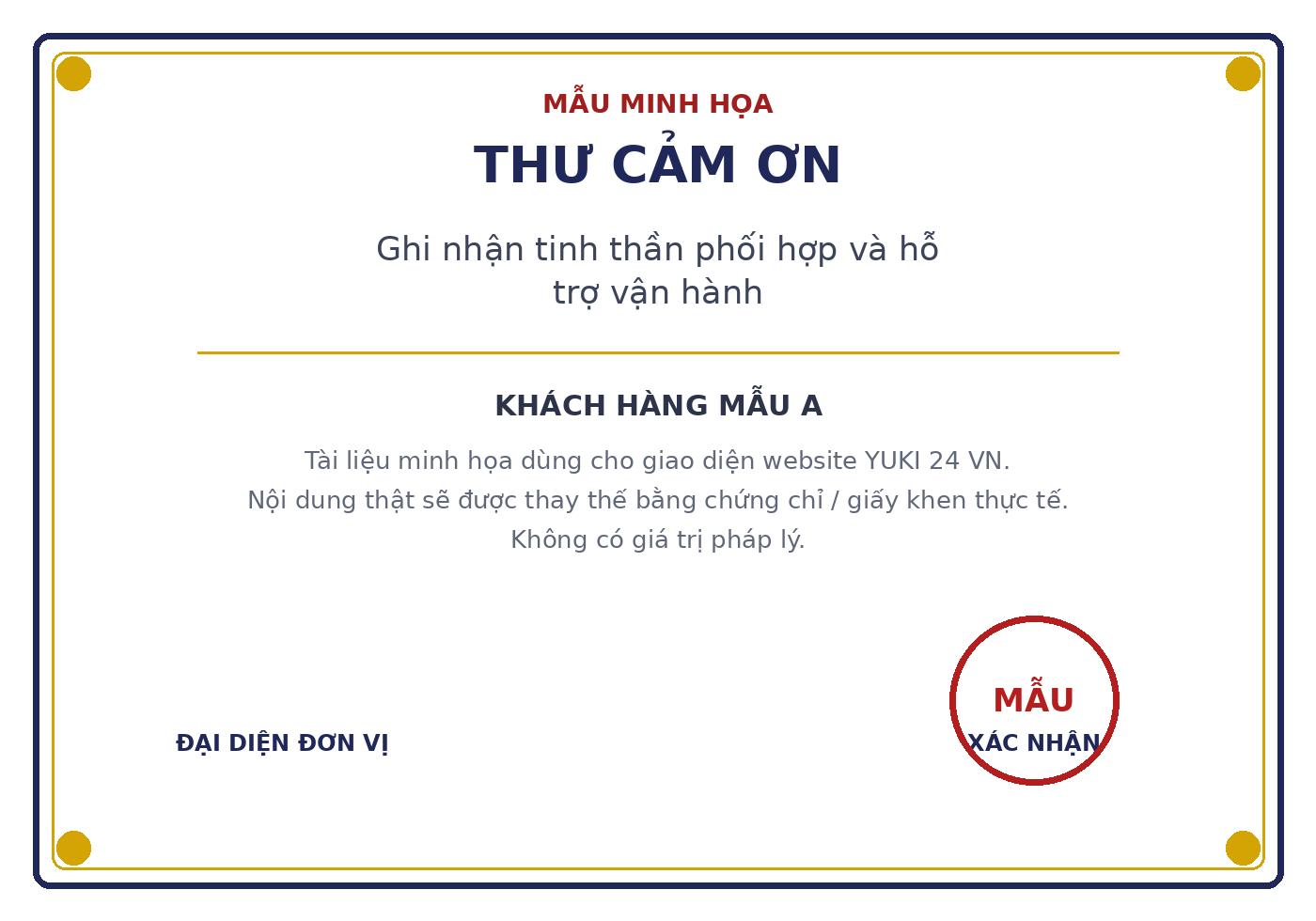 Thư cảm ơn từ khách hàng