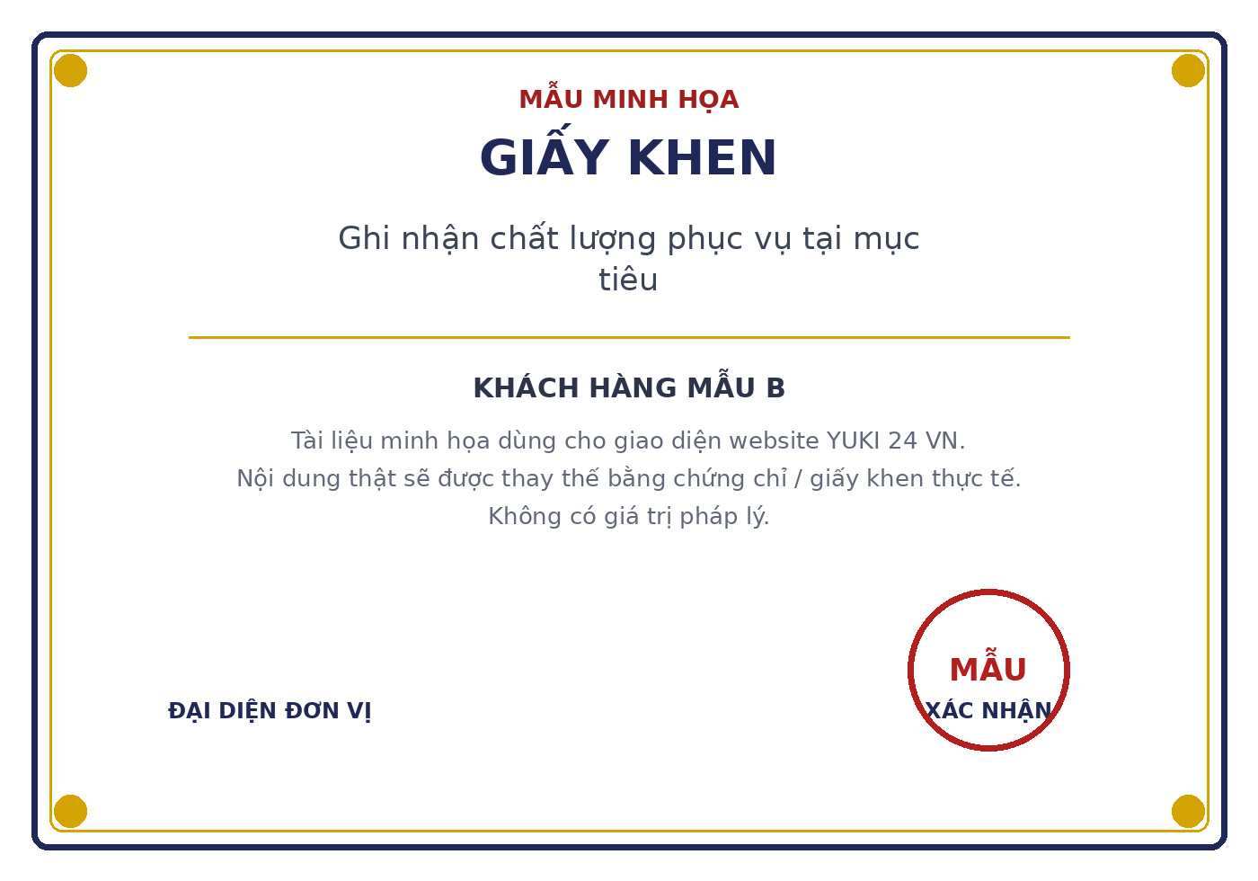 Giấy khen từ khách hàng