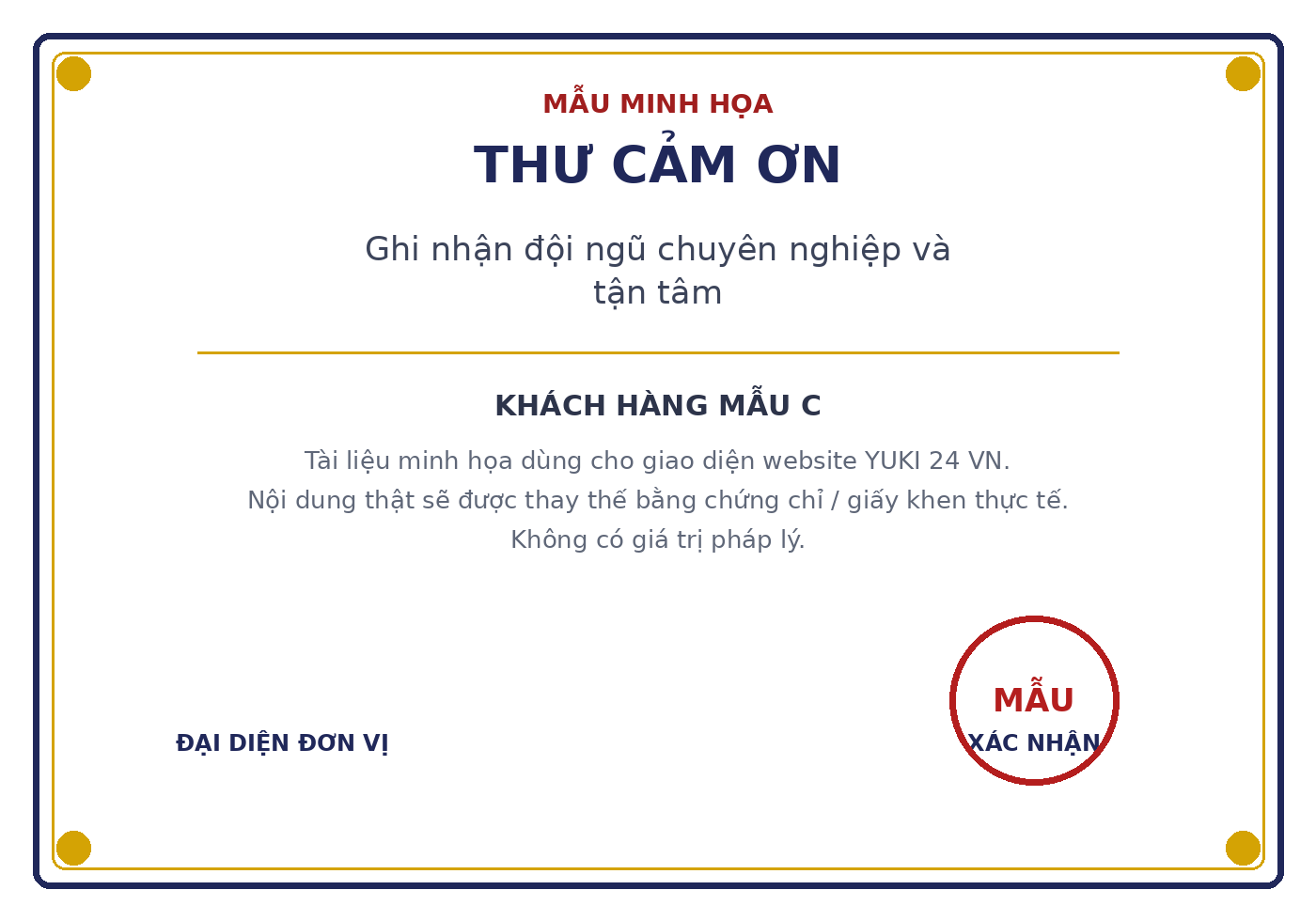 Ghi nhận hợp tác từ khách hàng